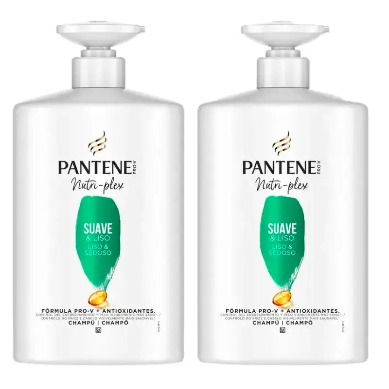 Pantene Nutri-Plex Smooth & Sleek Shampooing, Pack 2 x 1000Ml