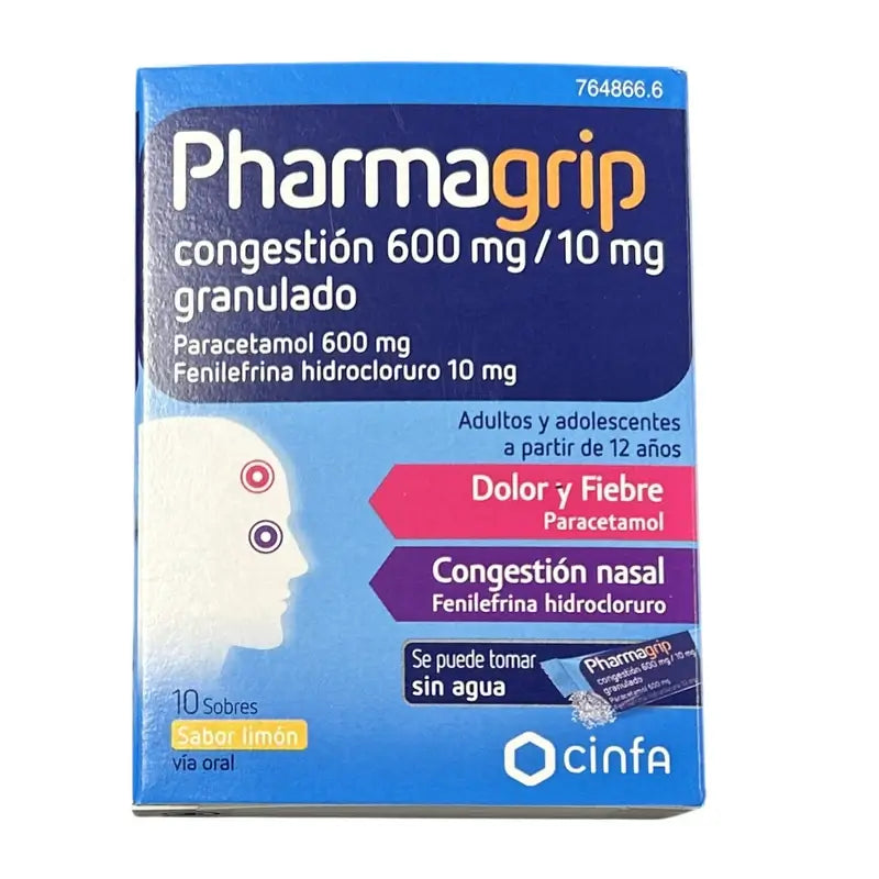 Pharmagrip Congestion 600/10 Mg, 10 granulated sachets