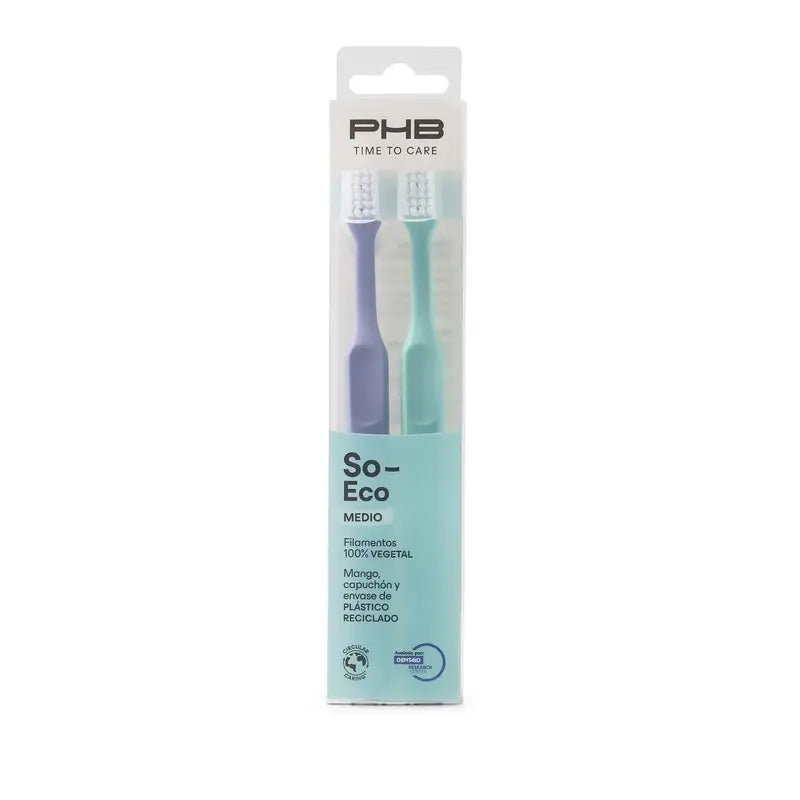 Phb Time To Care So Eco Young Forever Medium Brosse à dents Duplo