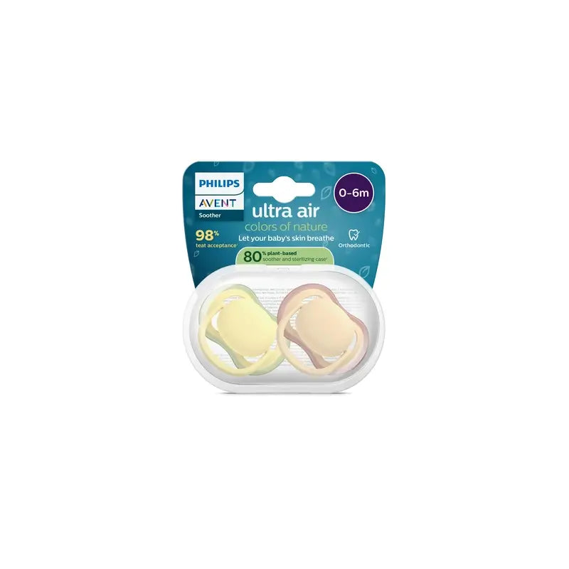 Philips Avent 2 dummies ultra air colours of nature 0-6m neutral