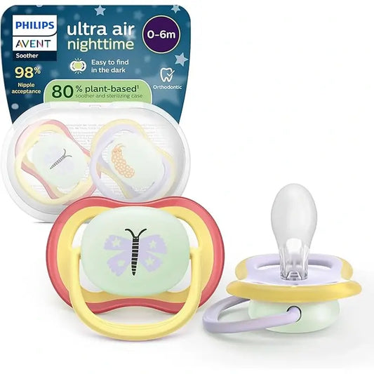Philips Avent 2 sucettes de nuit ultra air 0-6m bébé fille