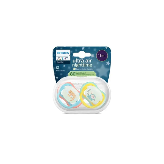 Philips Avent 2 dummies ultra air night-time +18m baby boy