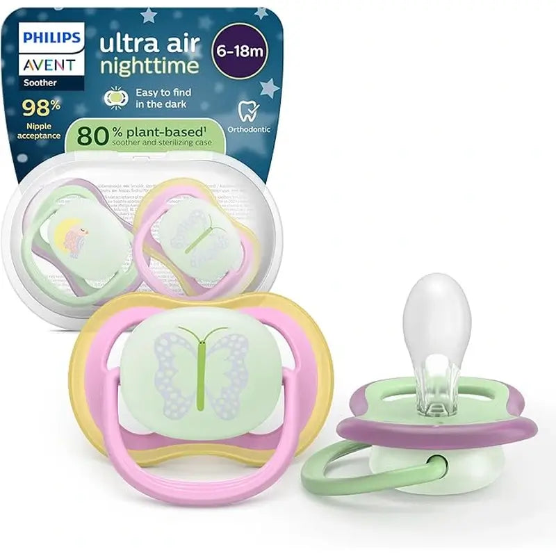 Philips Avent 2 tétines de nuit ultra air 6-18m bébé fille