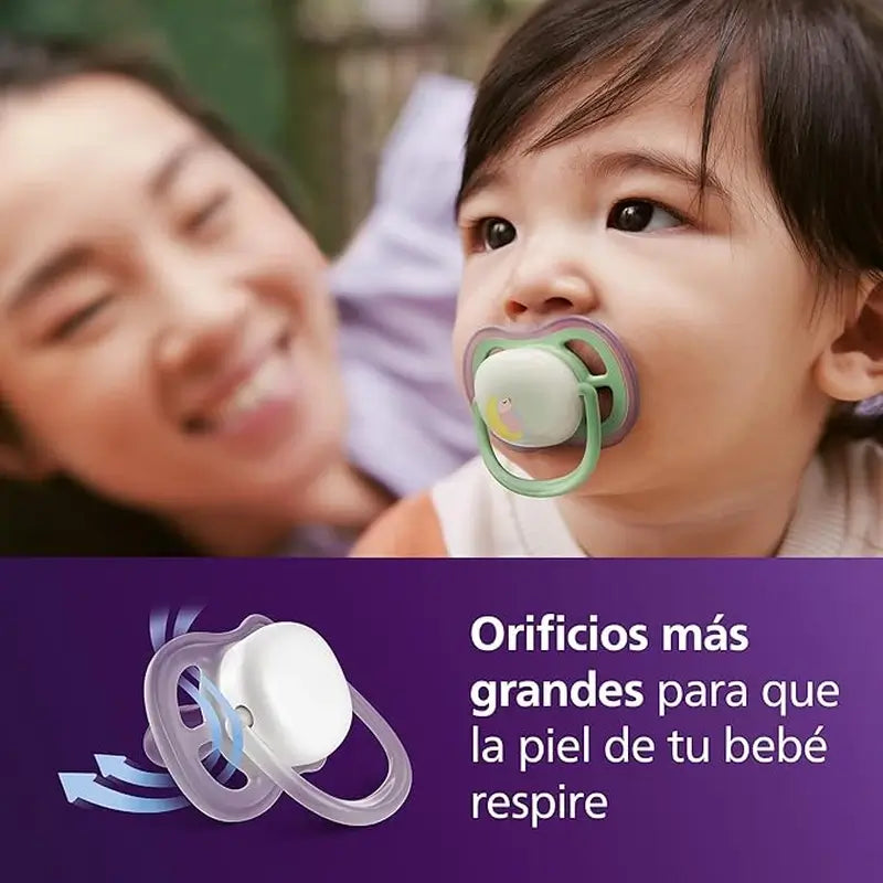 Philips Avent 2 tétines de nuit ultra air 6-18m bébé fille
