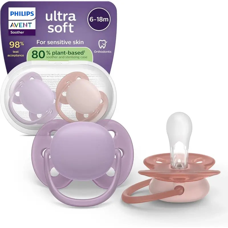 Philips Avent 2 sucettes ultra douces 6-18m bébé fille