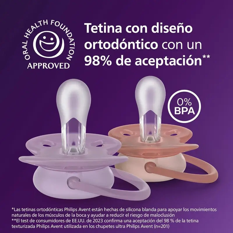 Philips Avent 2 sucettes ultra douces 6-18m bébé fille