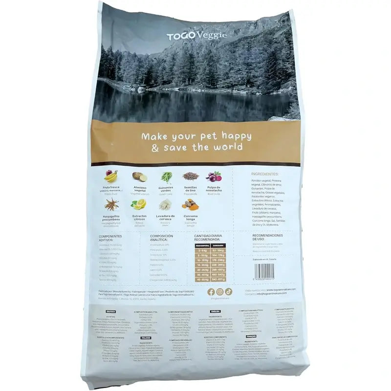 Togo Aliment végétarien hypoallergénique sans céréales pour chiens, 4 kg