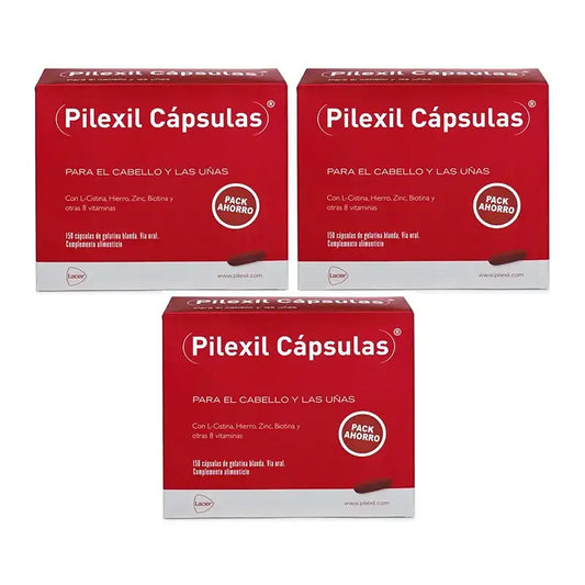 Pilexil gélules, paquet de 3 x 150 gélules.