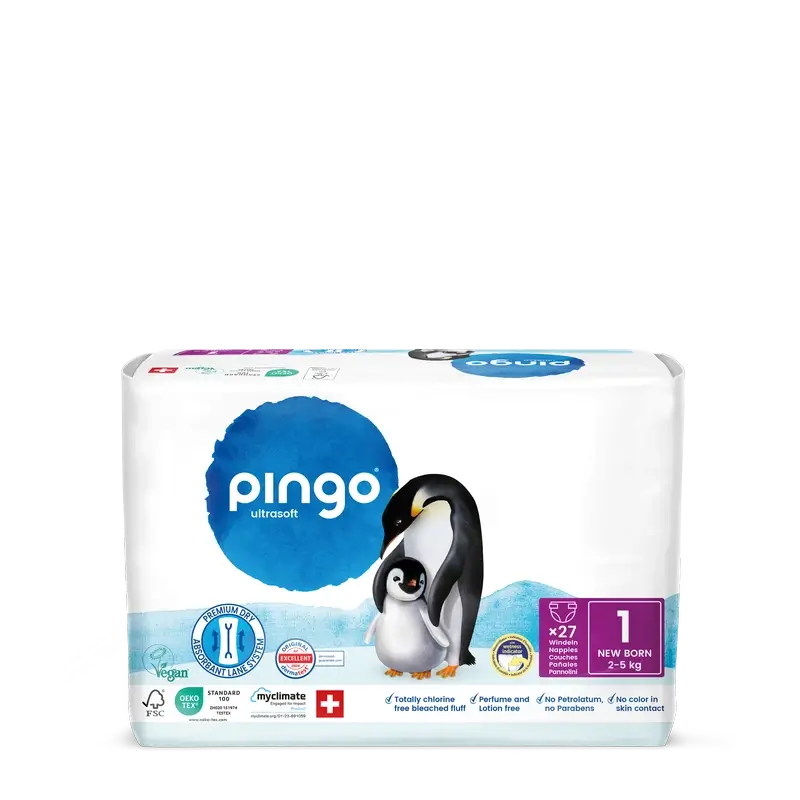 Couches écologiques Pingo Taille 1 (2-5 Kg), 27 unités