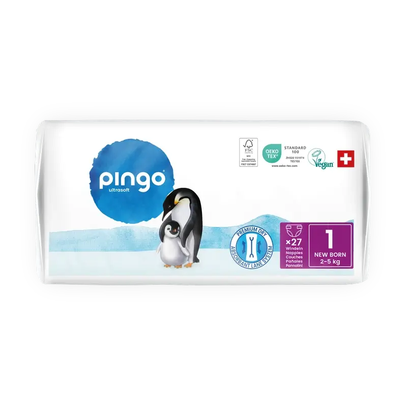 Couches écologiques Pingo Taille 1 (2-5 Kg), 27 unités