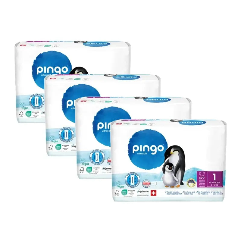 Couches écologiques Pingo Taille 1 (2-5 Kg), 4X27 unités