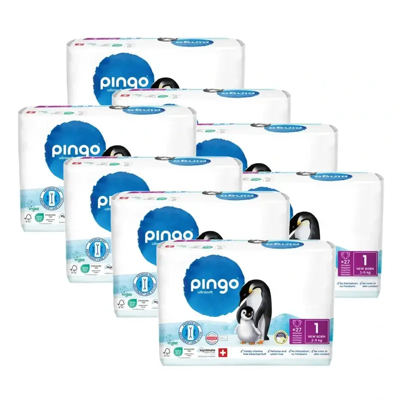 Couches écologiques Pingo Taille 1 (2-5 Kg), 8X27 unités