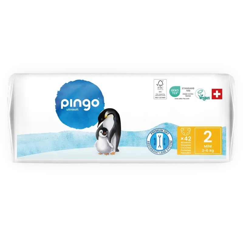Couches écologiques Pingo Taille 2 (3-6 Kg), 42 unités
