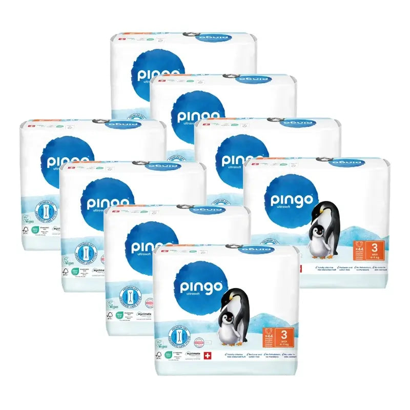 Couches écologiques Pingo Taille 3 (4-9 Kg), 8X44 unités