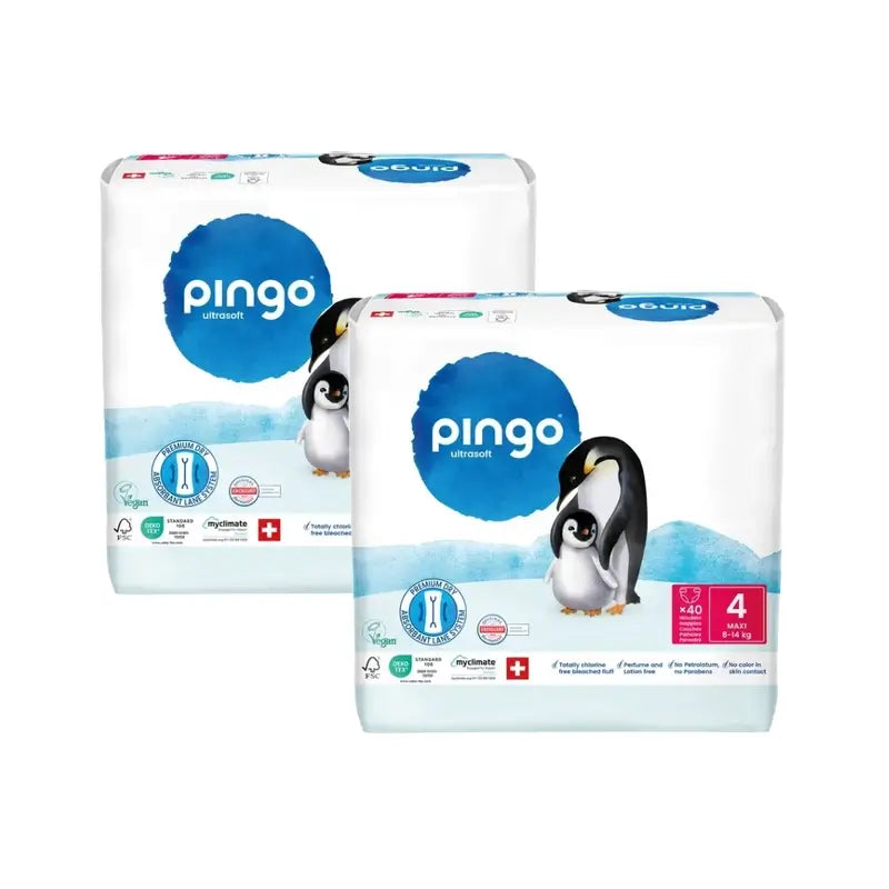 Couches écologiques Pingo Taille 4 (8-14 Kg), 2X40 unités