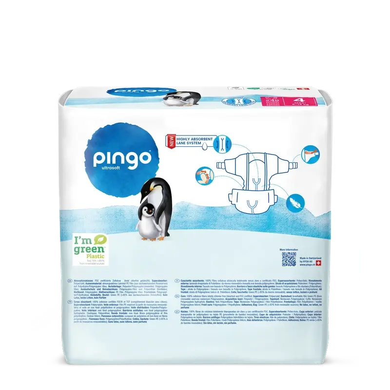 Couches écologiques Pingo Taille 4 (8-14 Kg), 40 unités