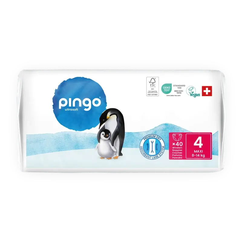 Couches écologiques Pingo Taille 4 (8-14 Kg), 40 unités