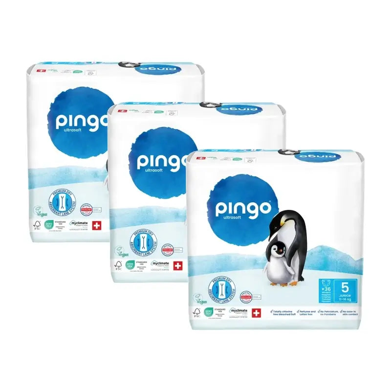 Couches écologiques Pingo Taille 5 (11-16 Kg), 3X36 unités