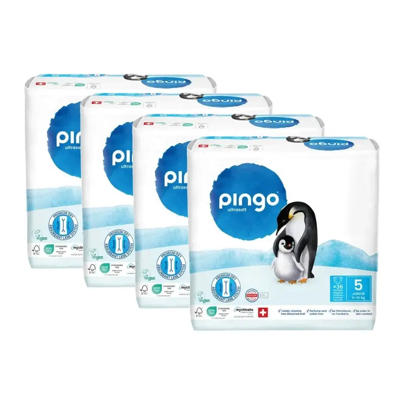 Couches écologiques Pingo Taille 5 (11-16 Kg), 4X36 unités
