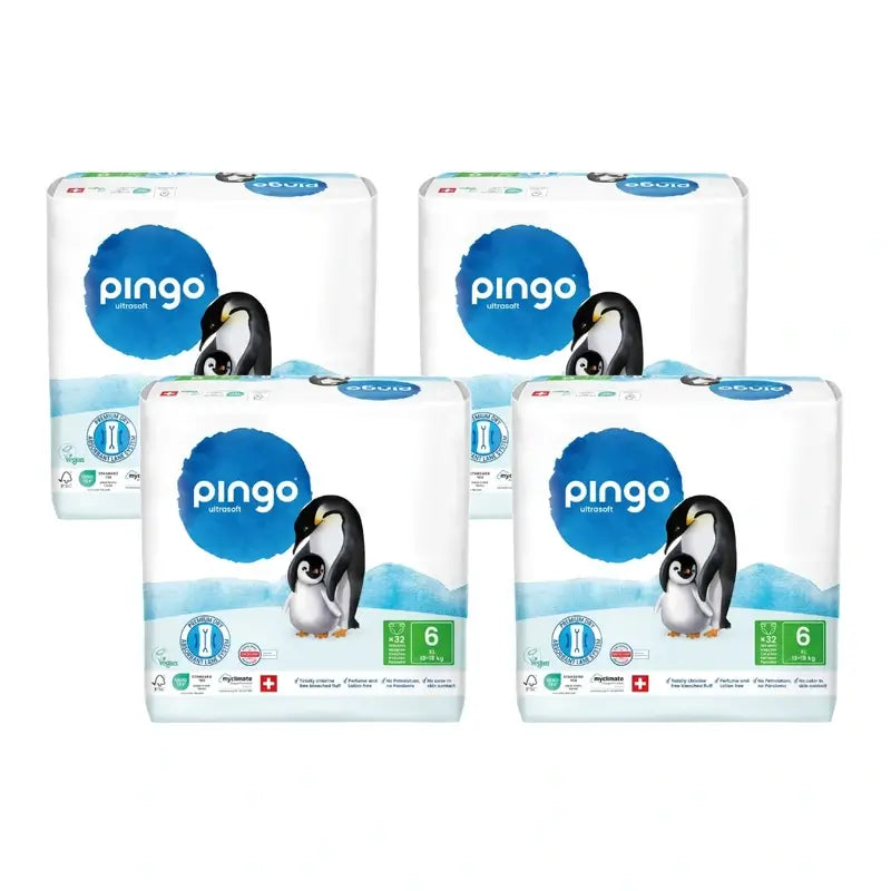 Couches écologiques Pingo Taille 6 (13-18 Kg), 4X32 unités