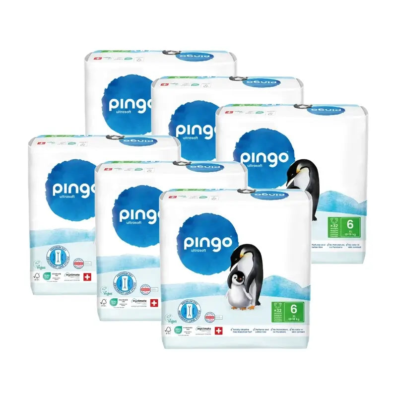 Couches écologiques Pingo Taille 6 (13-18 Kg), 6X32 unités