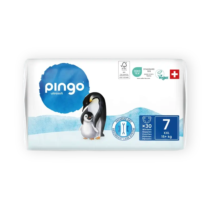 Couches écologiques Pingo Taille 7 (+15 Kg), 30 unités