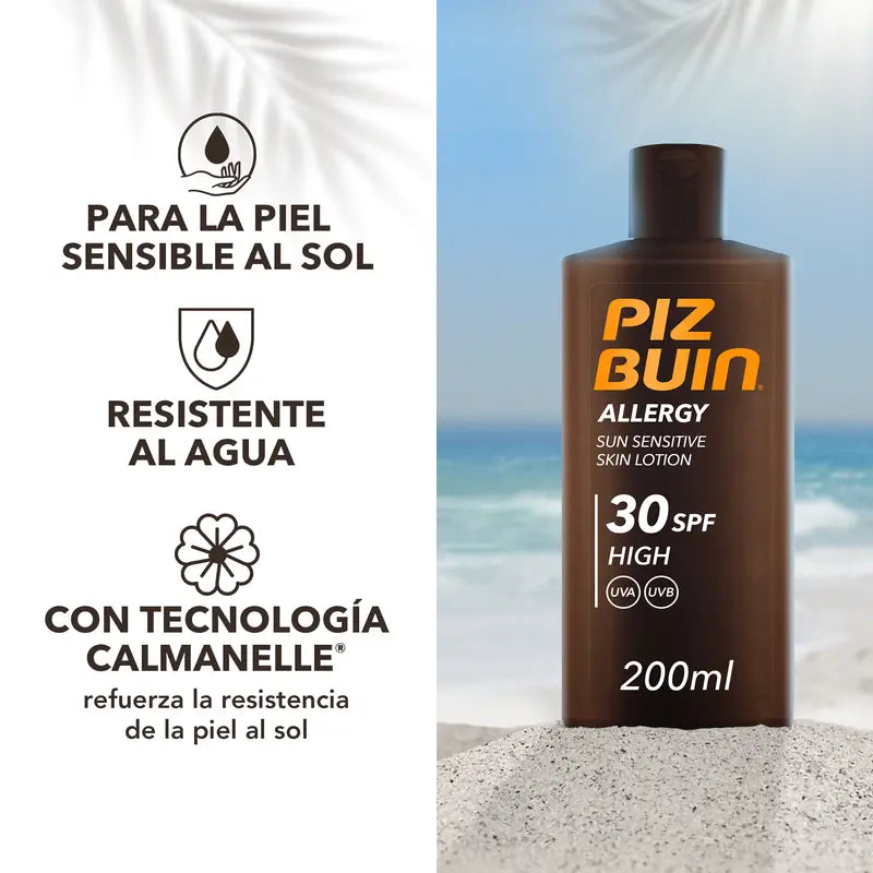 Piz Buin Allergy Body Sunscreen SPF 30 Sensitive Skin, Body Lotion, UVA/UVB Protection, 200ml