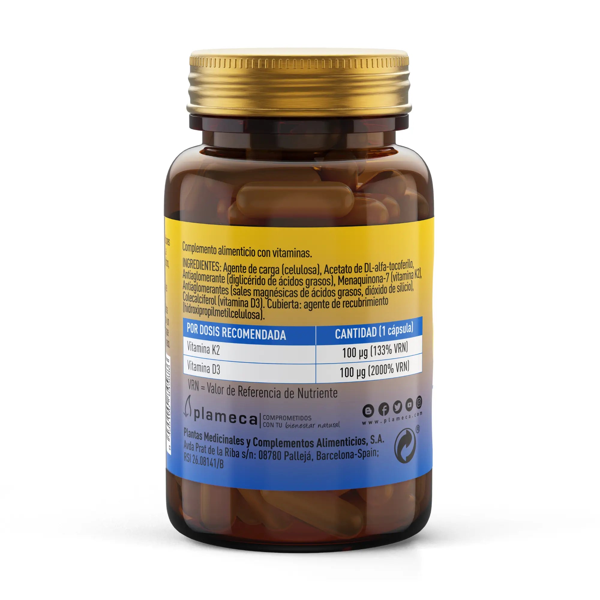 Plameca Vitamine D3 + K2, 60 gélules
