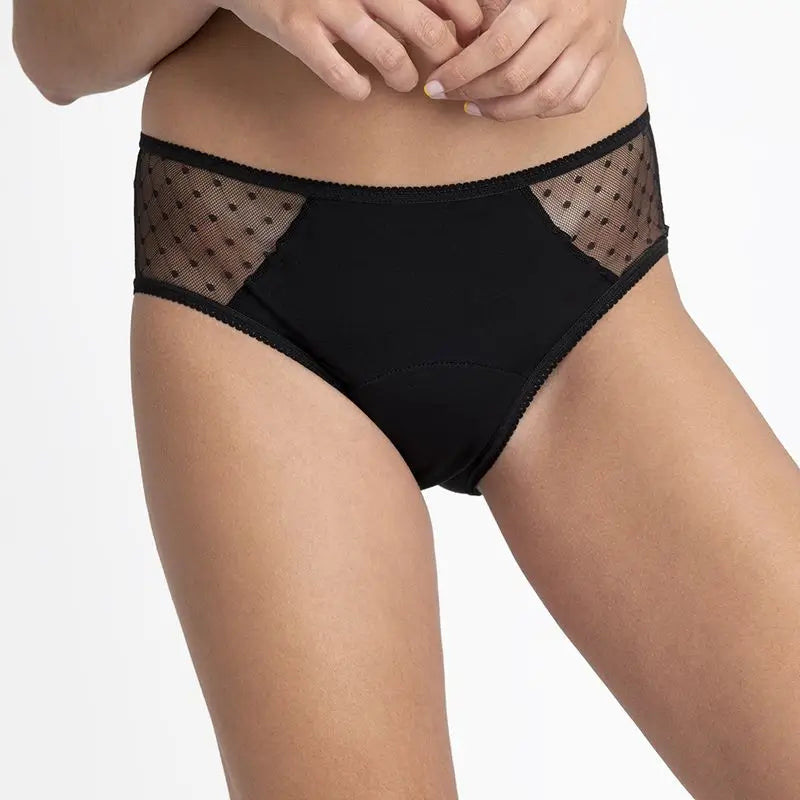 Platanomelon Kiwitas Classic Plumeti Culotte menstruelle Noir / S
