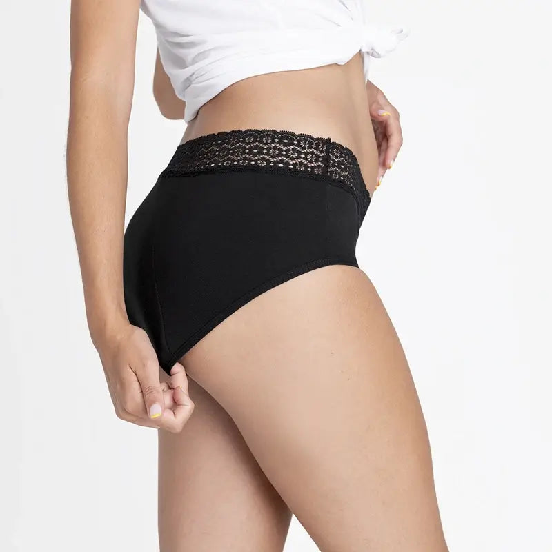 Platanomelon Kiwitas Culotte menstruelle en dentelle Noir / S