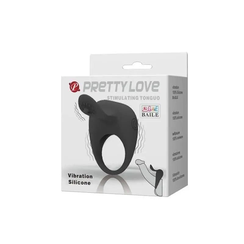 Prettylove Anneau vibrant Tonguo Noir