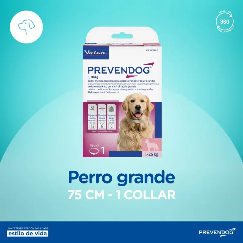 Virbac Prevendog Collier antiparasitaire 75 cm, 1 unité