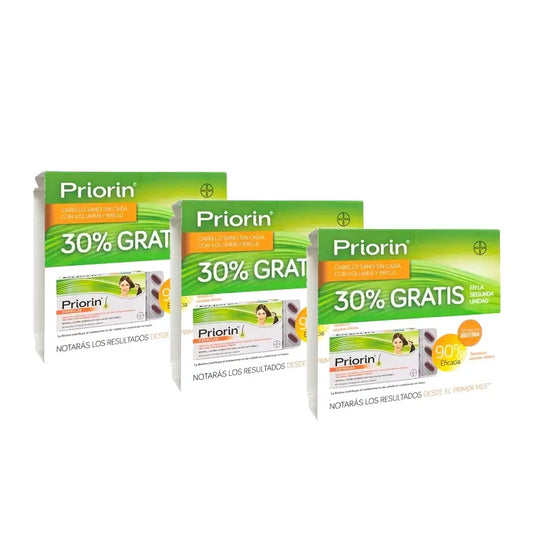 PriorIn Duplo Cheveux sains sans chute, 2 x 60 gélules, lot de 3 (360 gélules)