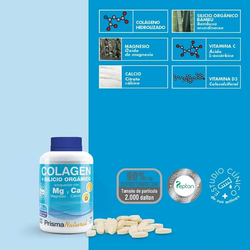 Prisma Natural Marine Collagen Peptan + Organic Silicon, 180 Comprimés