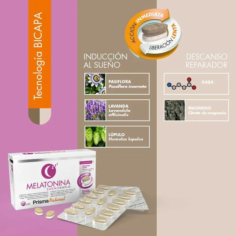 Prisma Natural Melatonin Bicapa Sleep, 30 comprimés