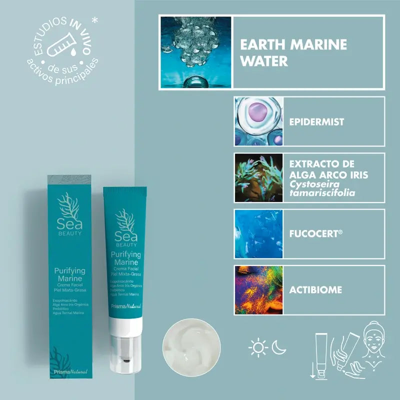 Prisma Natural Sea Beauty Émulsion marine purifiante pour le visage Peau mixte, 50 ml
