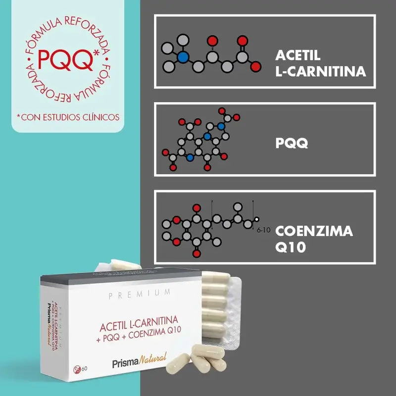 Prisma Premium Acetyl L-Carnitine+Pqq+Coenzyme Q10, 60 gélules