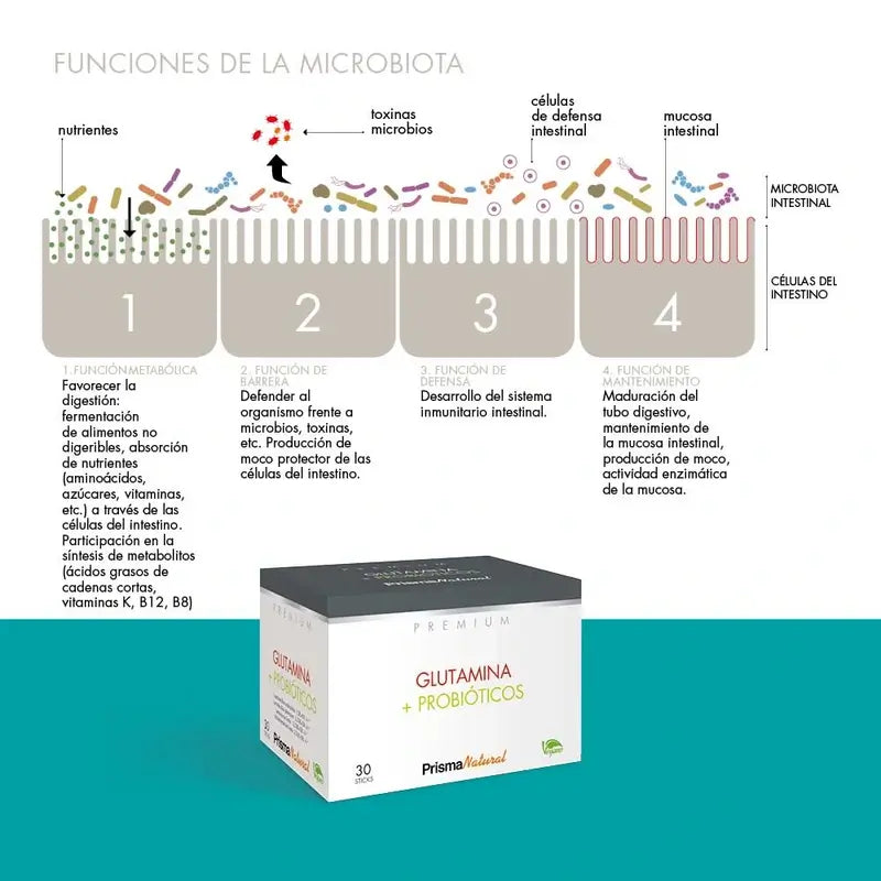 Prisma Premium Glutamine + Probiotiques, 30 sticks