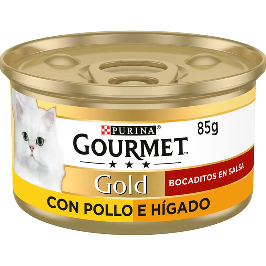 Purina Gourmet Gold Bites Chicken Livery Sauce 24X85Gr, wet cat food