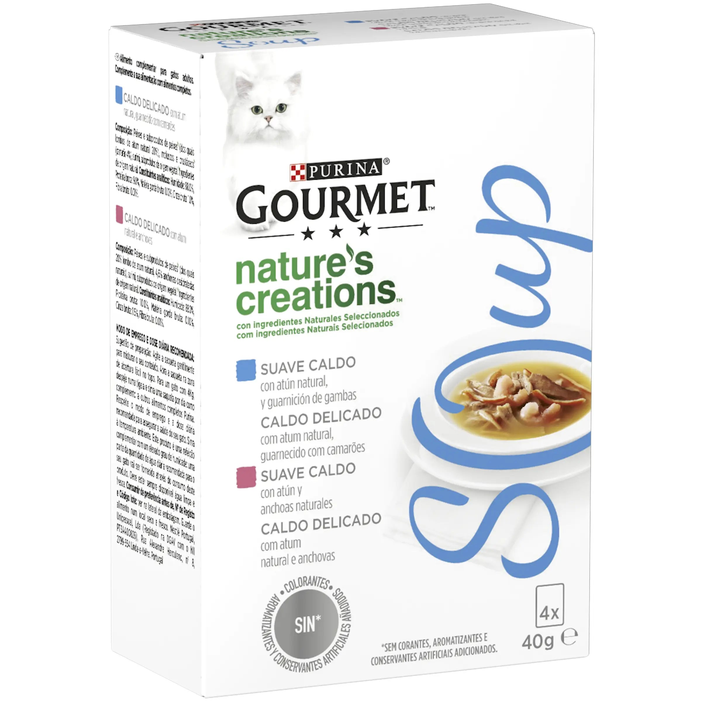 Purina Gourmet Soup Tuna Box 4X40Gr, wet food for cats