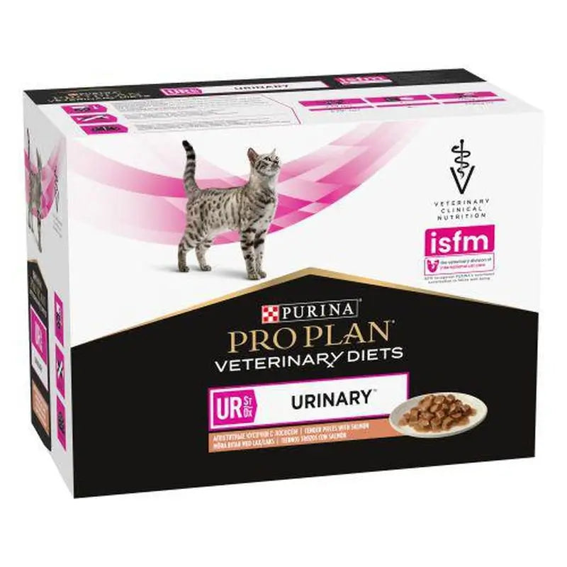 Purina Pro Plan Vet Feline Urinary Urinary Salmon 10X85Gr Pouch Box, wet cat food