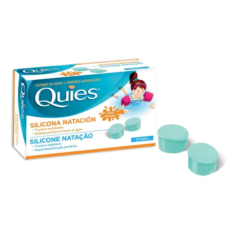 Quies Bouchons de natation en silicone pour enfants 6 bouchons
