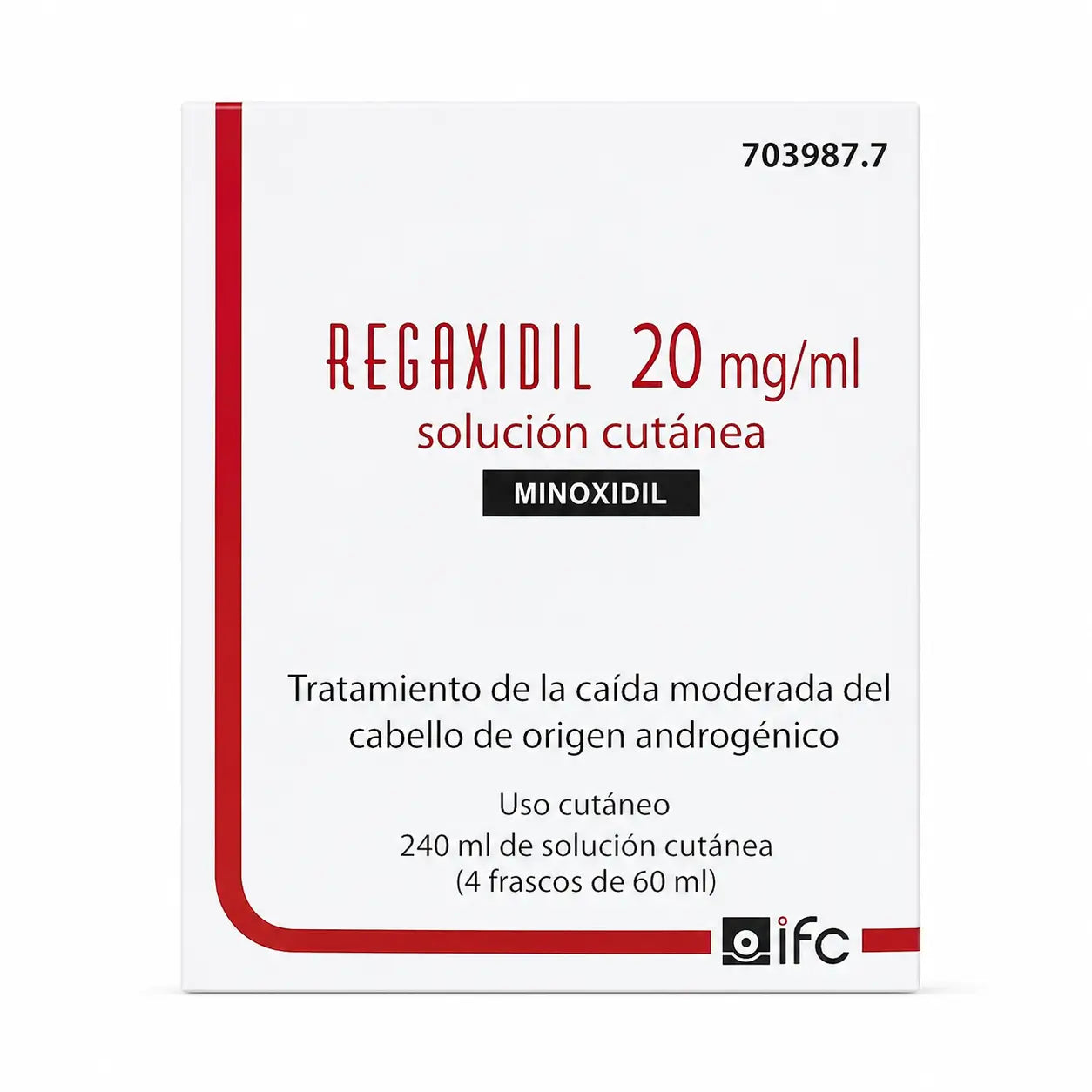 Regaxidil 20 Mg/ ml Minoxidil Solution Cutanée 4 Flacons de 60 ml