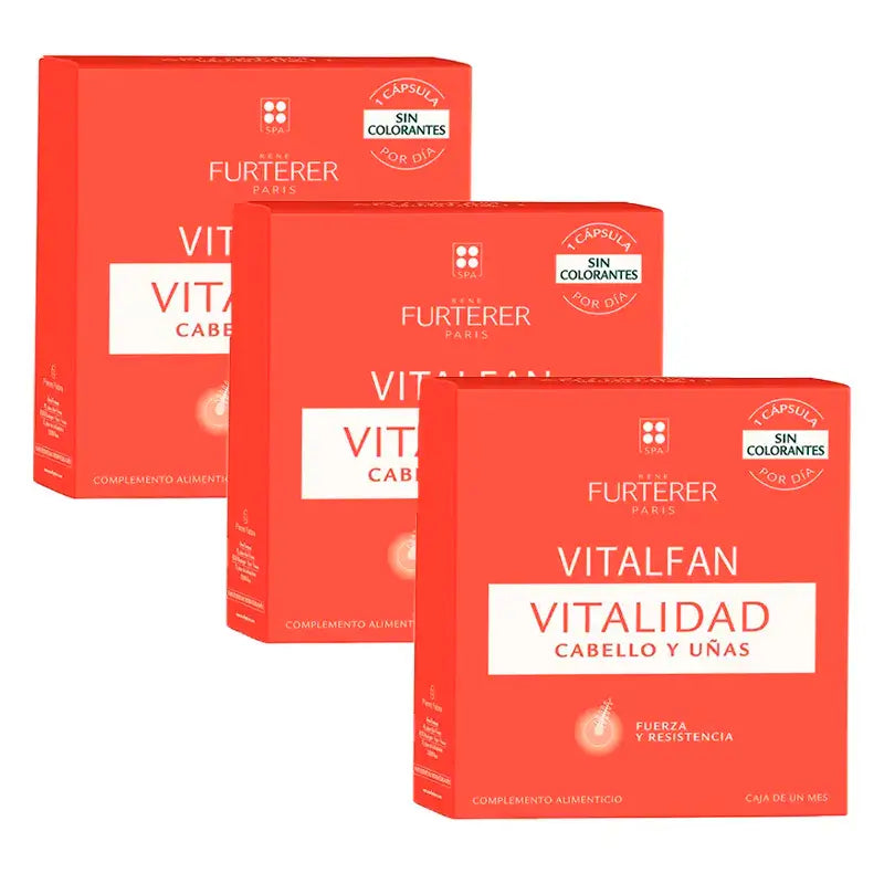 Rene Furterer Vitalfan Vitalité Cheveux et Ongles, Pack 3 x 30 gélules