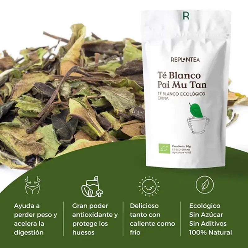 Replantea Organic Pai Mu Tan White Tea, 50 g
