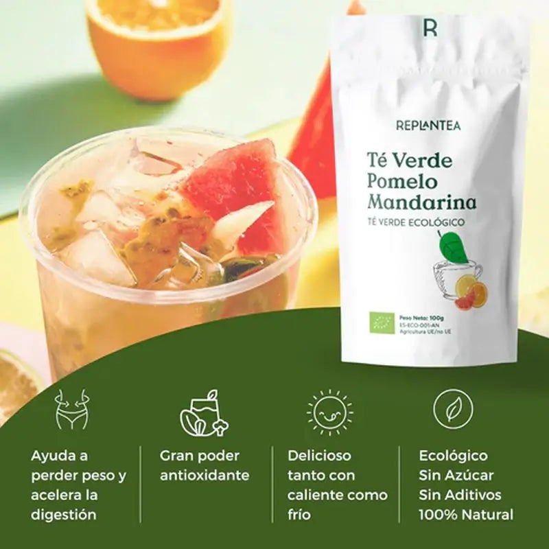 Replantea Thé vert bio Pamplemousse Mandarine, 100 g