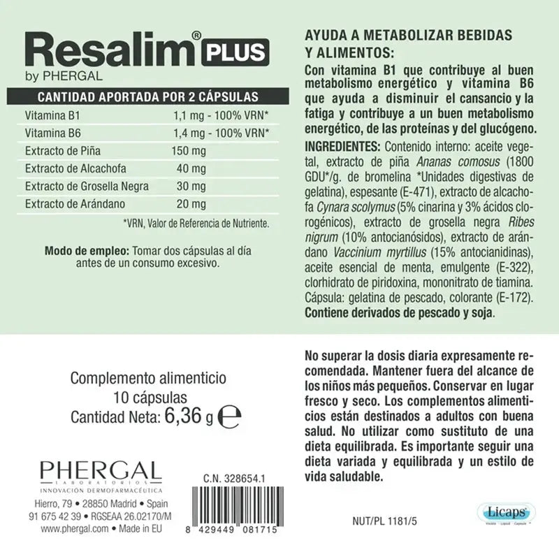 Resalim™ Plus Supplément alimentaire Boisson alimentaire Métaboliseur Boisson alimentaire - 10 Comprimés