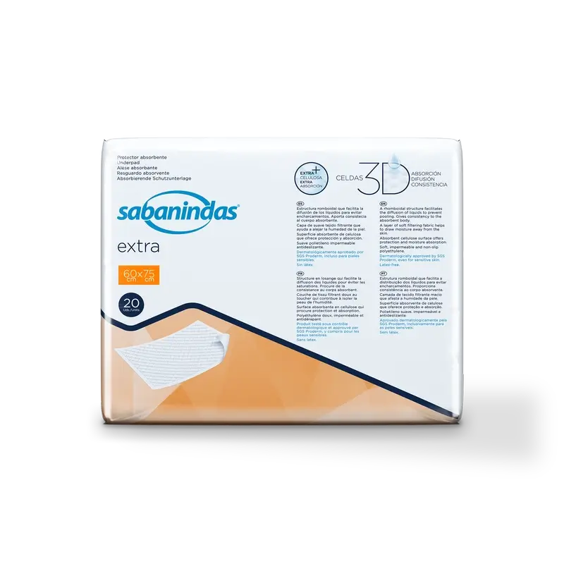 Sabanindas Extra Large Absorbent Pad 60 X 75 Cm. 20 pièces