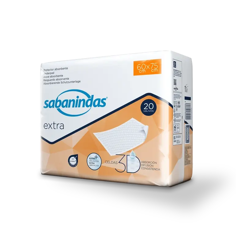 Sabanindas Extra Large Absorbent Pad 60 X 75 Cm. 20 pièces