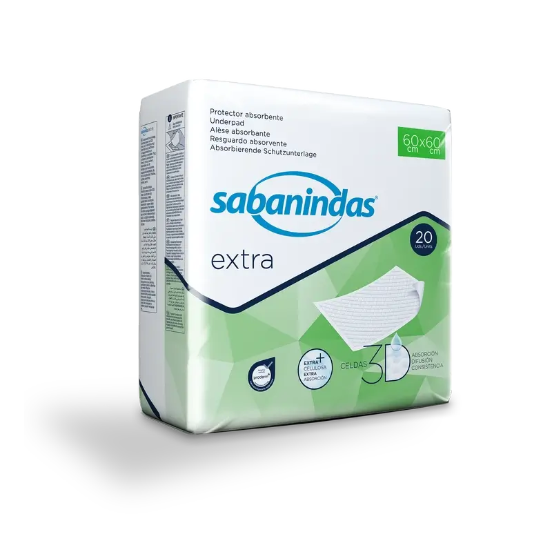 Sabanindas Tampon absorbant extra moyen 60 X 60 cm. 20 pièces